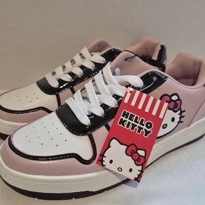 Hello Kitty Pink and Black Sneakers Size 8 NWT